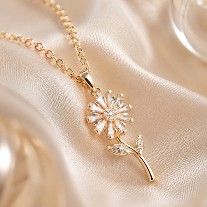 Gold Plated Floral Pendant Necklace
