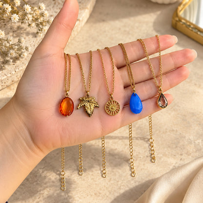 Masfaa Women's 5 Piece Assorted Pendant Necklace Set with Delicate Chains