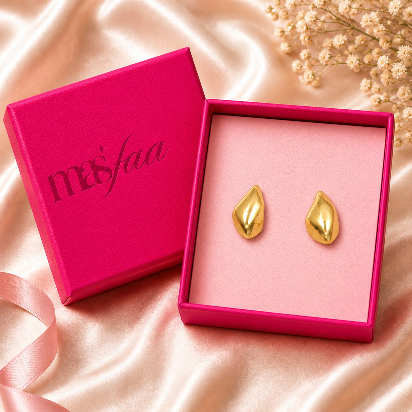 Gold Teardrop Stud Earrings