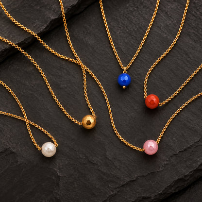 Masfaa Women's 5 Piece Faceted Bead Pendant Necklace Set with Delicate Chains