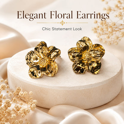 Stylish gold flower earrings for women party and festive wear