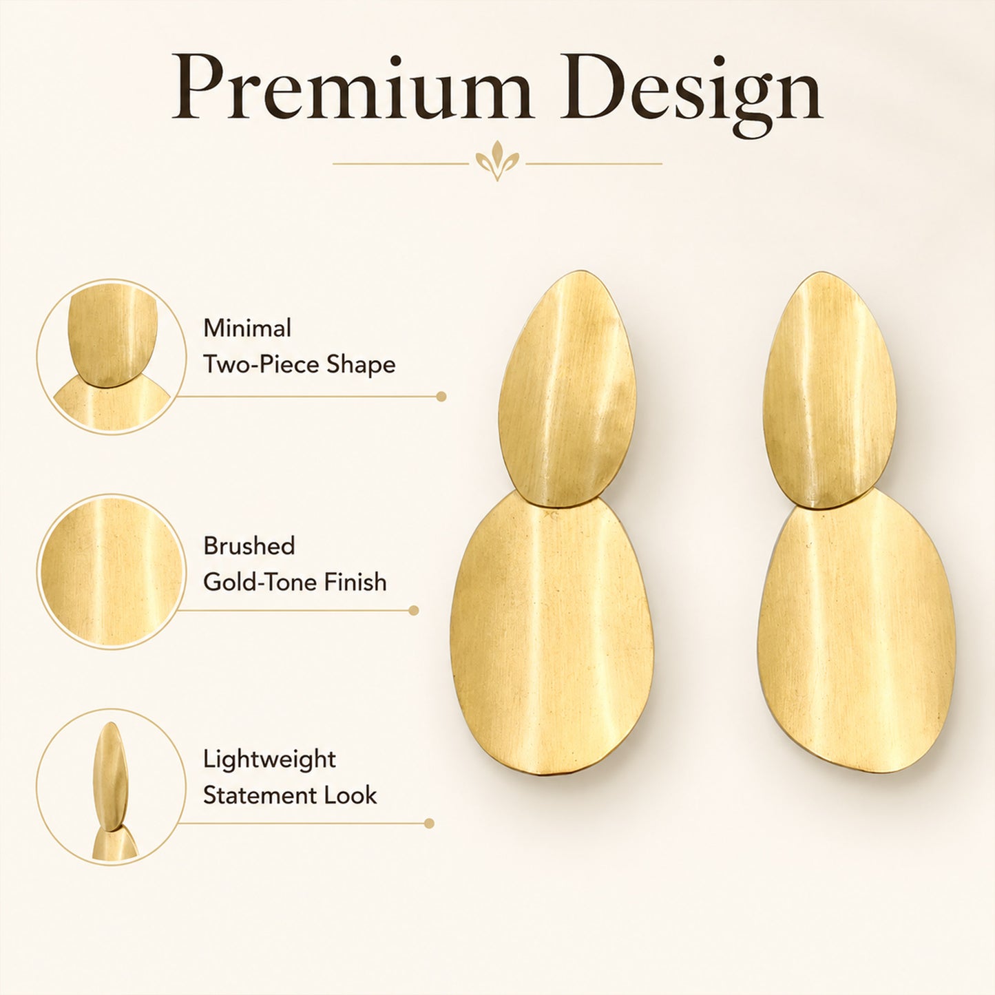 Brass Gold-Tone Abstract Double Drop Earrings