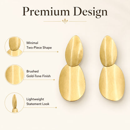 Brass Gold-Tone Abstract Double Drop Earrings