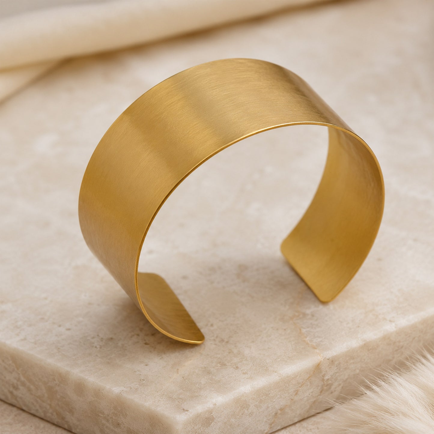 Gold Plain Wide Open Cuff Bracelet