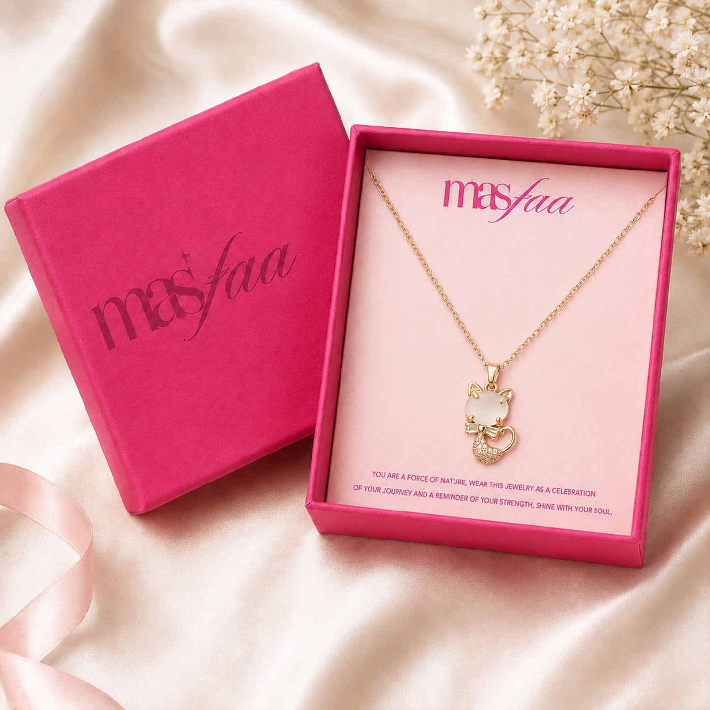Rose Gold Cat Pendant Necklace