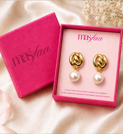 Gold Pearl Drop Earrings
