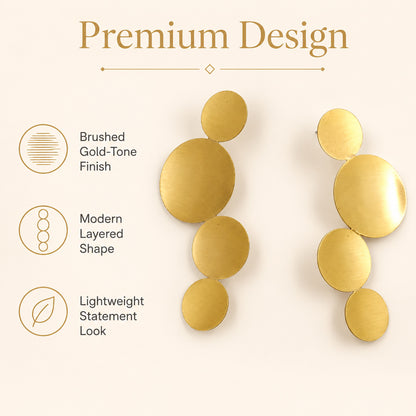 Brass Gold-Tone Graduated Disc Drop Earrings