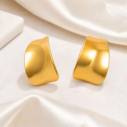 Gold Sculpted Curve Stud Earrings