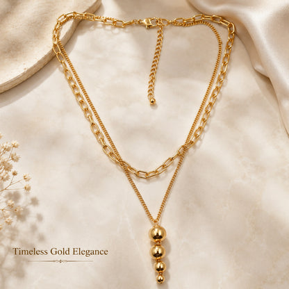 Stylish gold bead pendant necklace for women party and daily wear