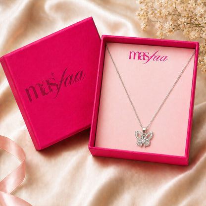 Silver Crystal Butterfly Pendant Necklace