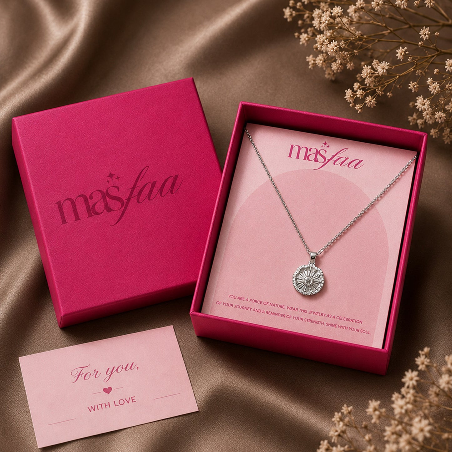 Silver Sunburst Crystal Pendant Necklace