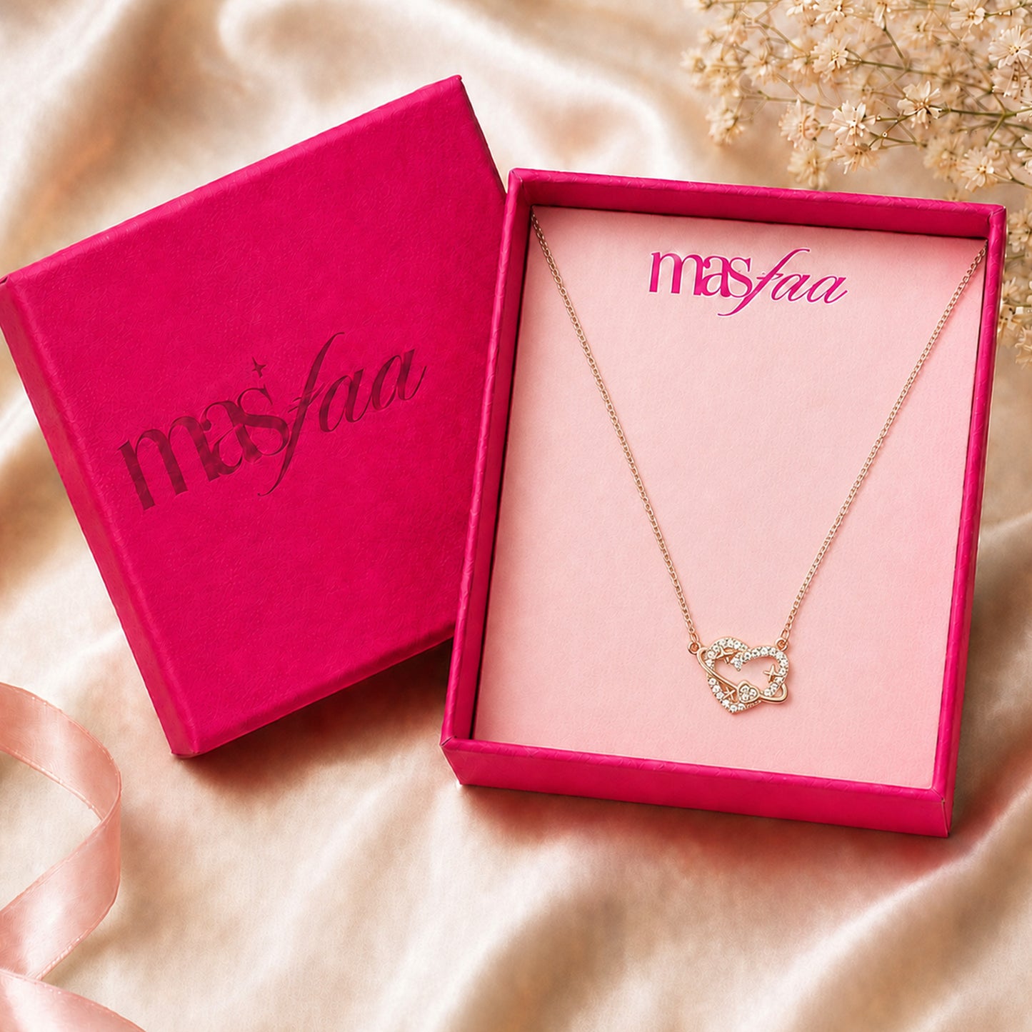 Rose Gold Crystal Heart Pendant Necklace