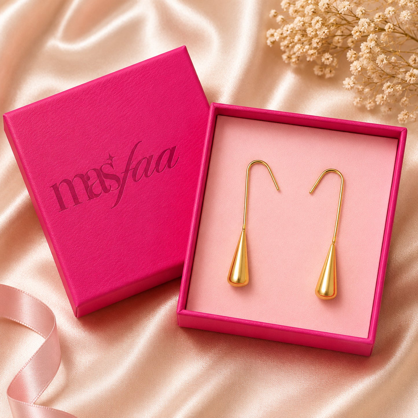 Gold Cone Drop Threader Earrings