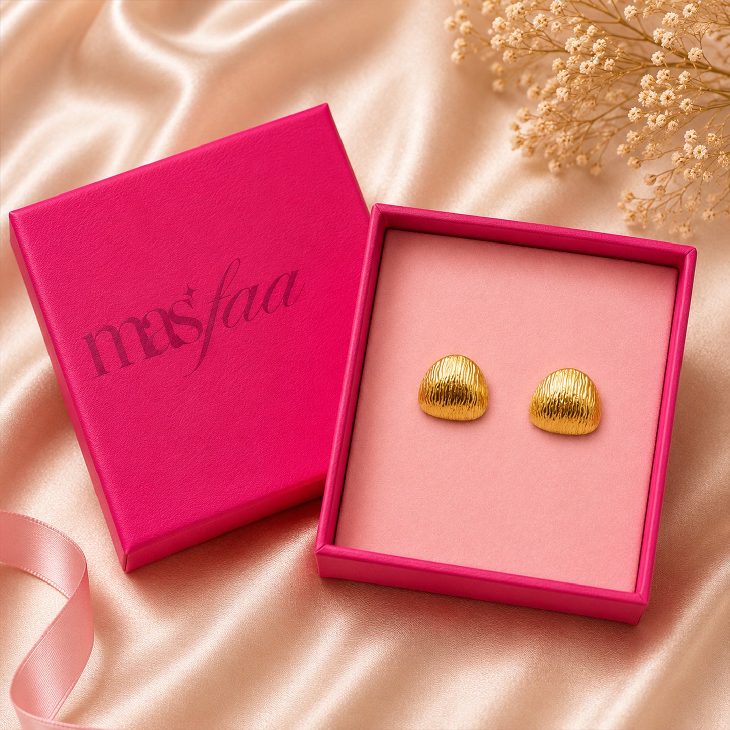 Gold Textured Dome Stud Earrings