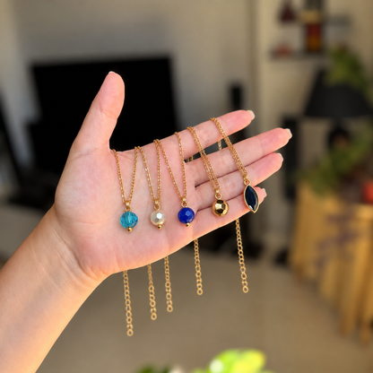 Masfaa Women's 5 Piece Assorted Bead Pendant Necklace Set with Delicate Chains