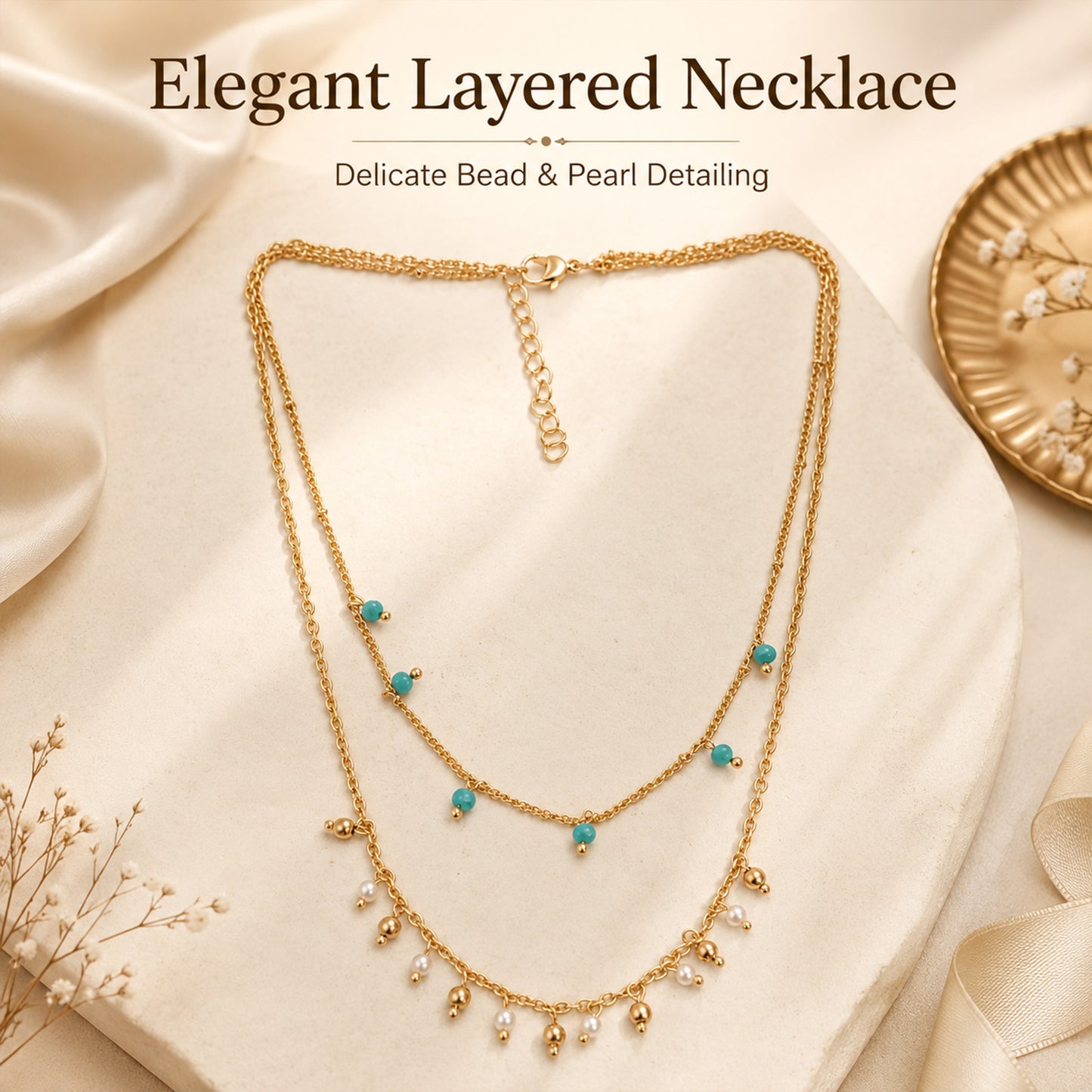 Stylish layered beaded necklace for women daily wear and parties