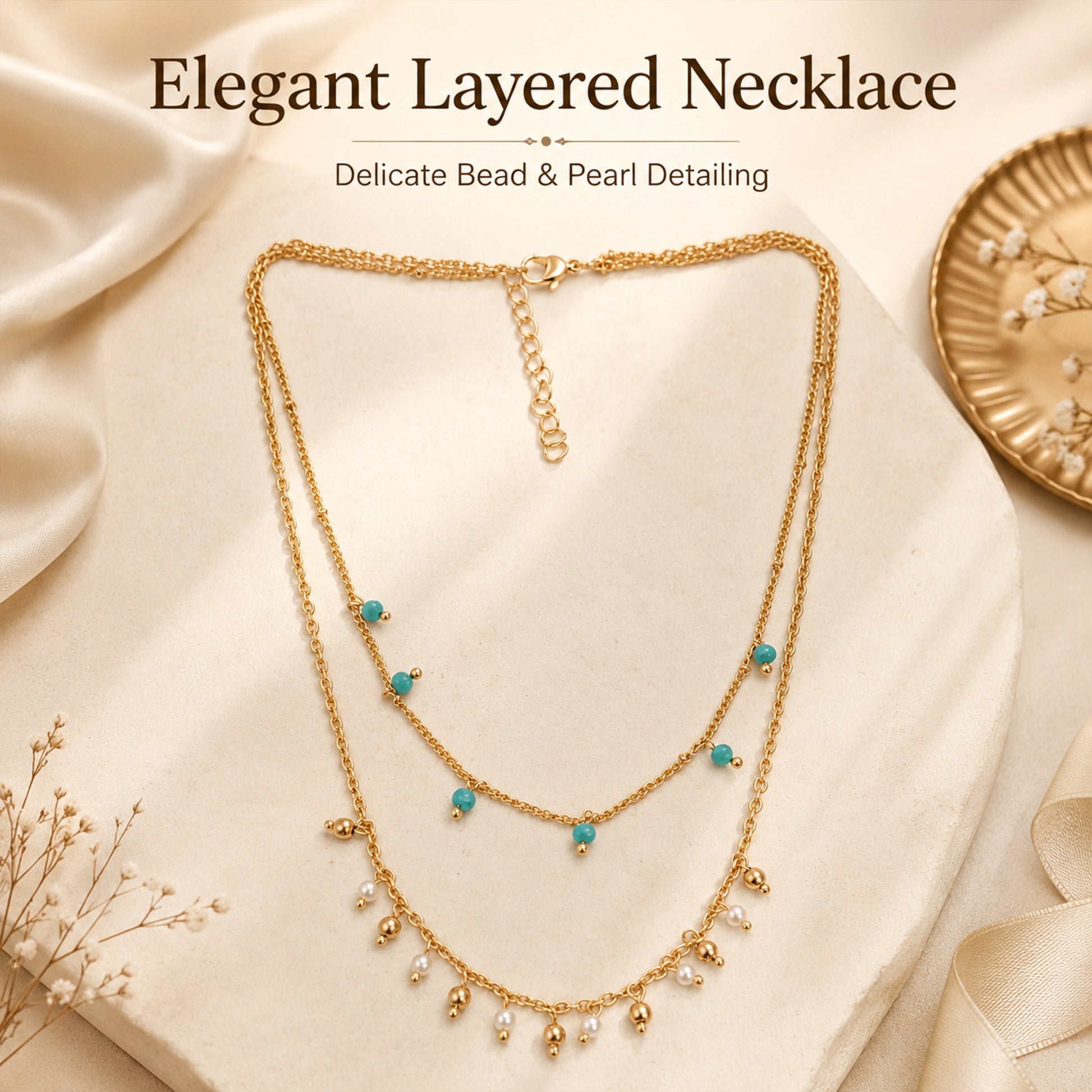 Stylish layered beaded necklace for women daily wear and parties