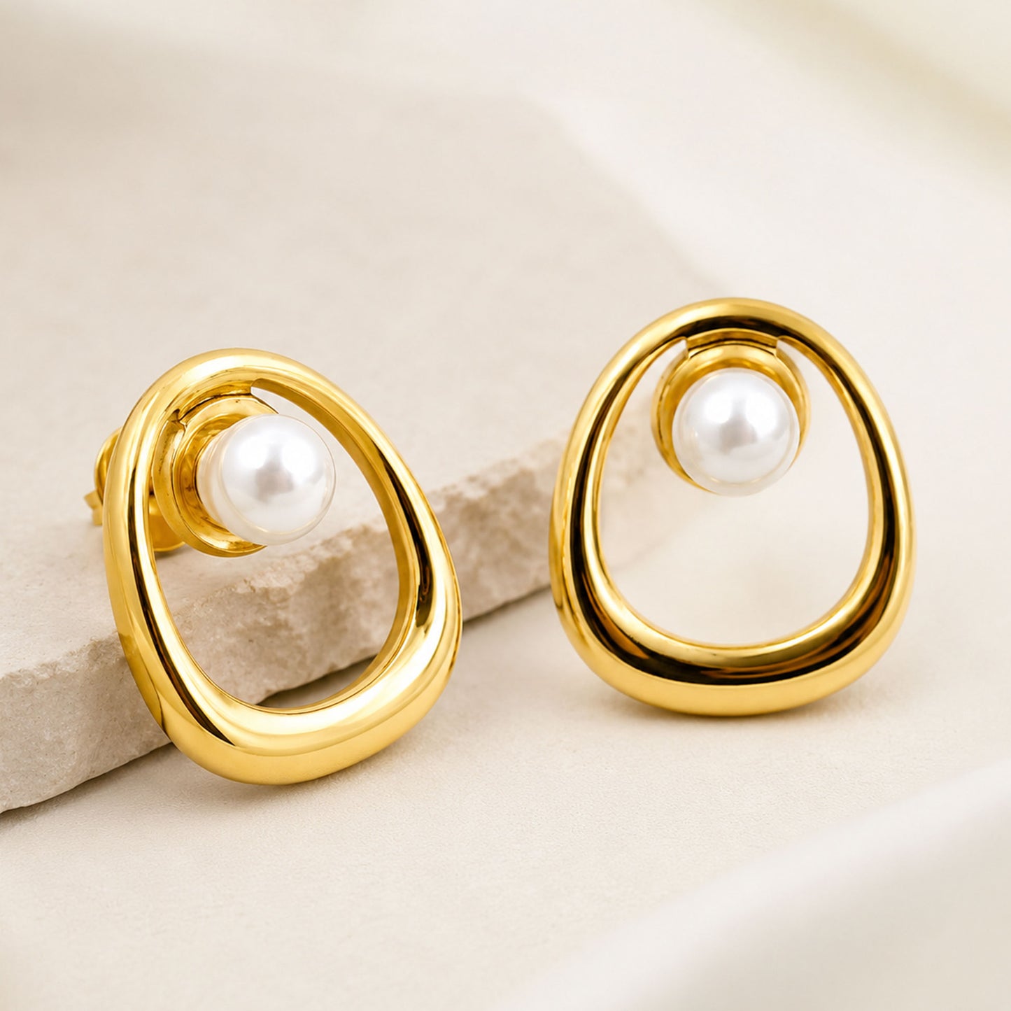Stylish gold pearl earrings for women daily wear and party look