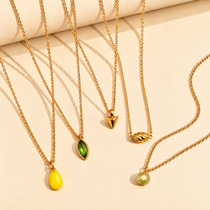 Masfaa Women's 5 Piece Assorted Pendant Necklace Set with Adjustable Chains