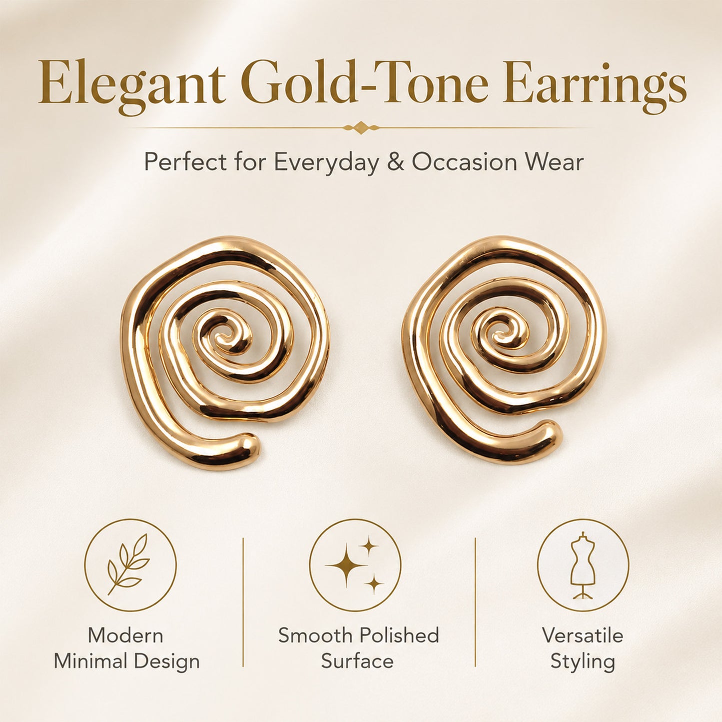 Gold-Tone Spiral Statement Earrings