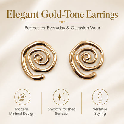 Gold-Tone Spiral Statement Earrings
