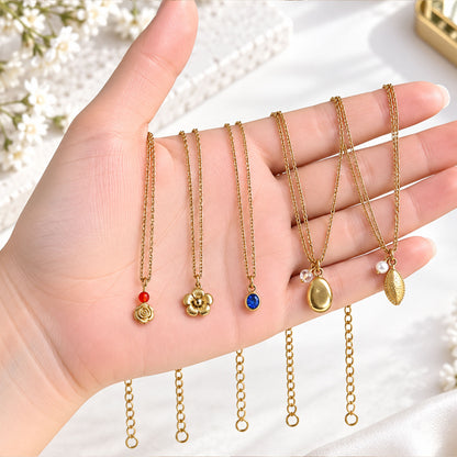 Masfaa Women's 5 Piece Assorted Pendant Necklace Set with Delicate Chains