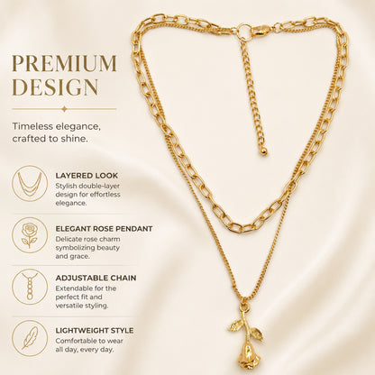 Stylish rose pendant necklace for women daily wear and party look