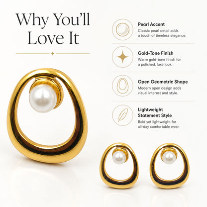 Gold pearl earrings styled as elegant fashion jewellery for women