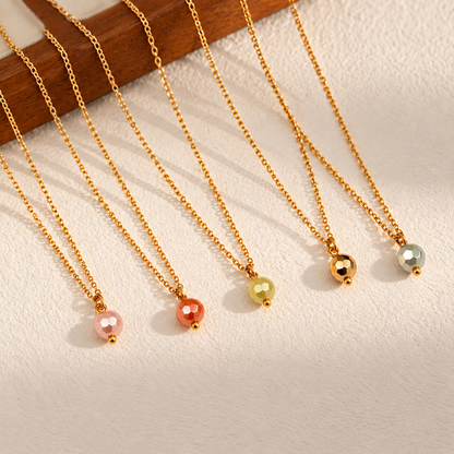 Masfaa Women's 5 Piece Faceted Bead Pendant Necklace Set with Delicate Chains