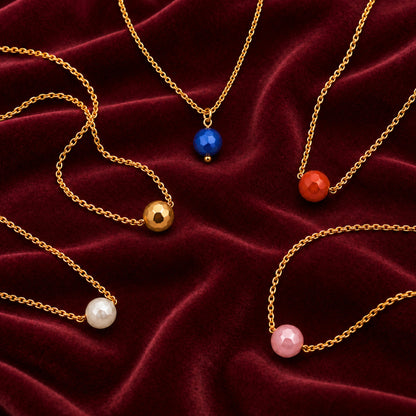 Masfaa Women's 5 Piece Faceted Bead Pendant Necklace Set with Delicate Chains