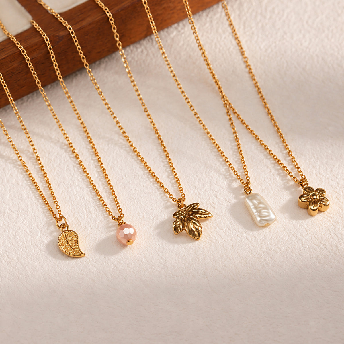 Masfaa Women's 5 Piece Assorted Nature Pendant Necklace Set with Delicate Chains