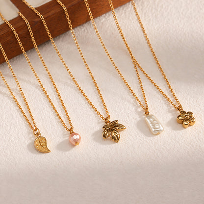 Masfaa Women's 5 Piece Assorted Nature Pendant Necklace Set with Delicate Chains