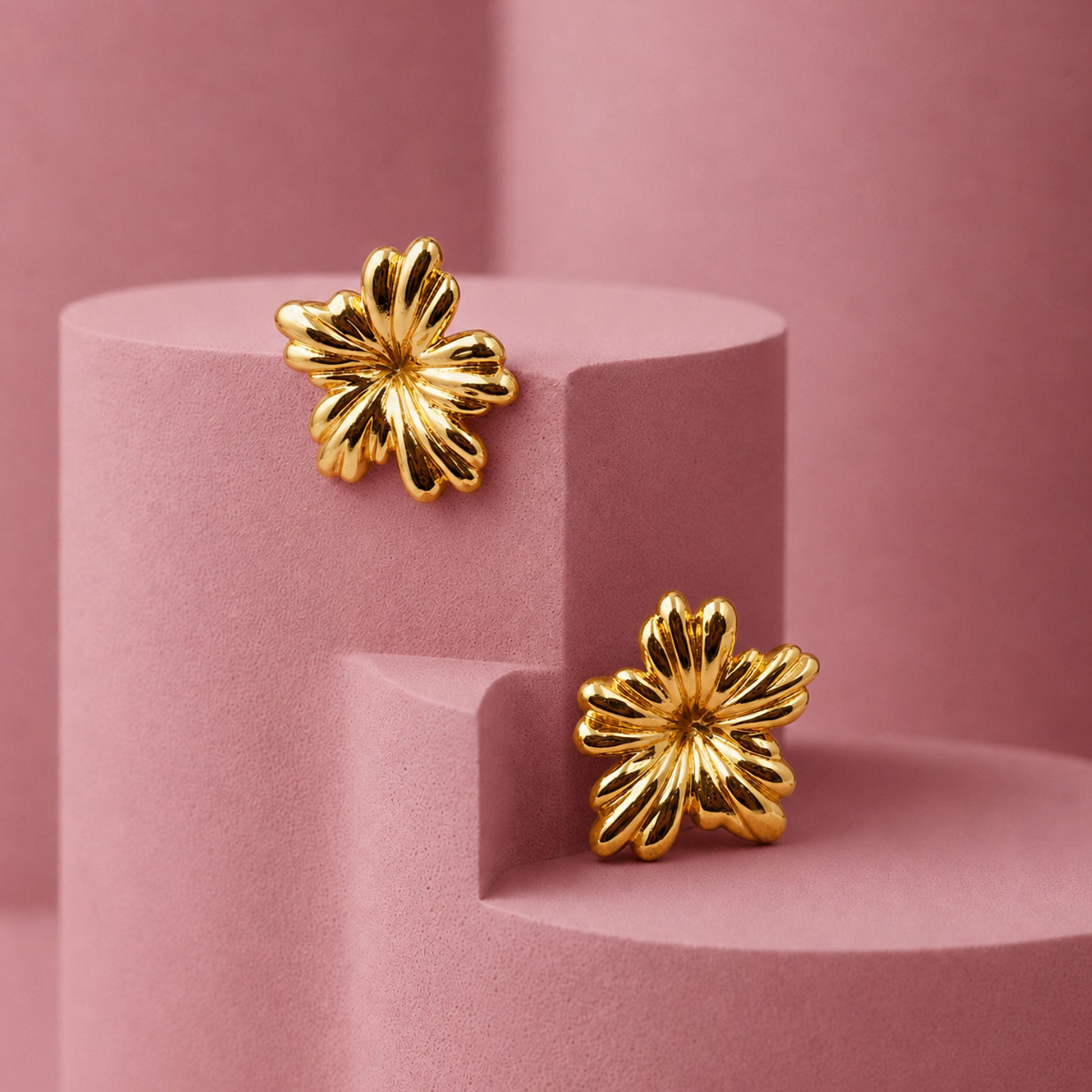 Stylish gold flower earrings for women daily wear and party look