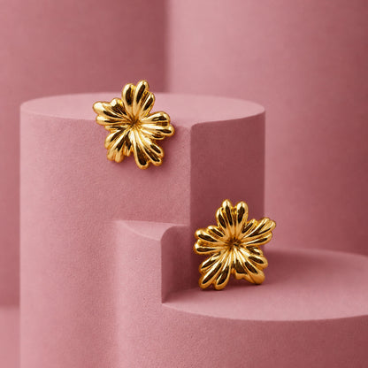 Stylish gold flower earrings for women daily wear and party look