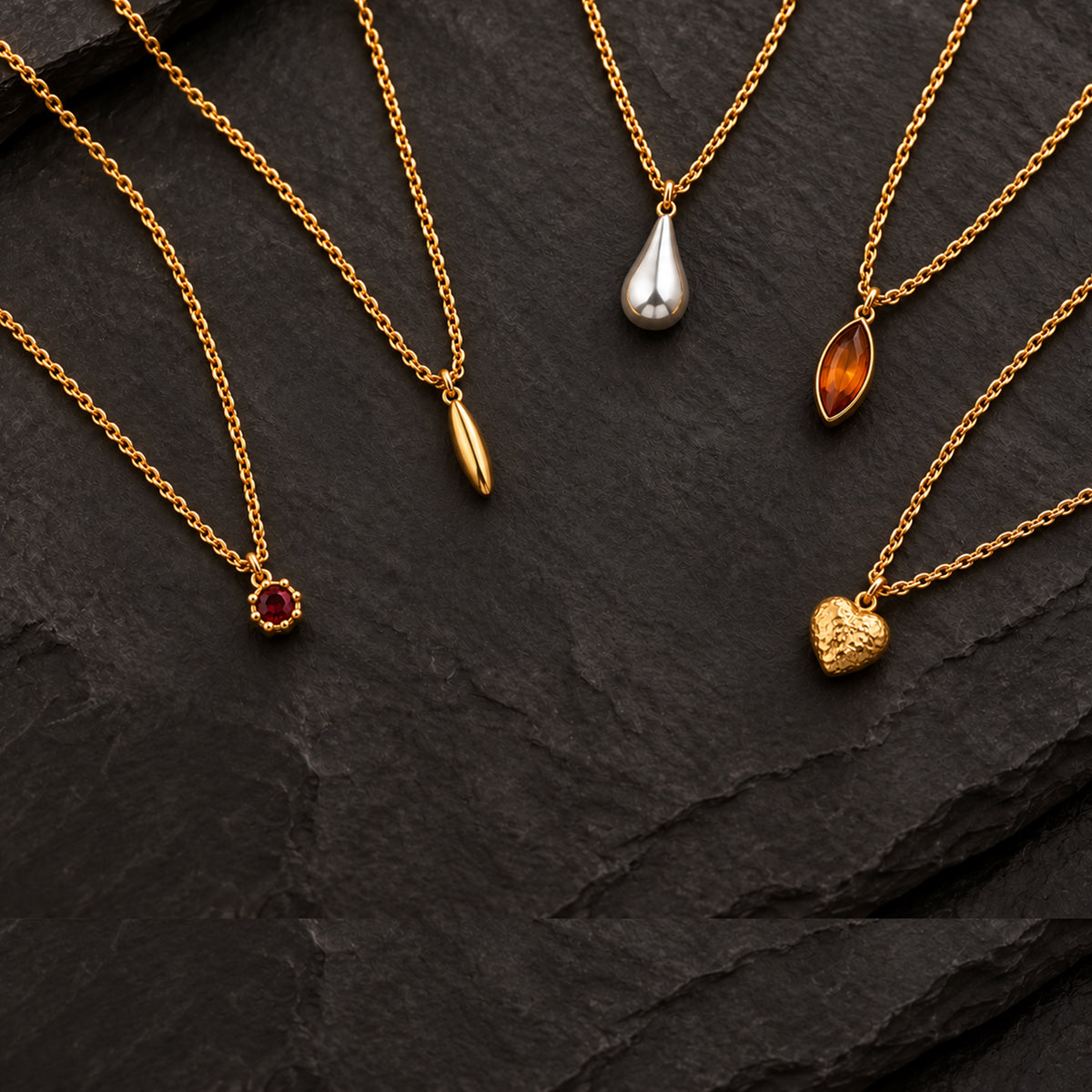 Masfaa Women's 5 Piece Assorted Pendant Necklace Set with Delicate Chains