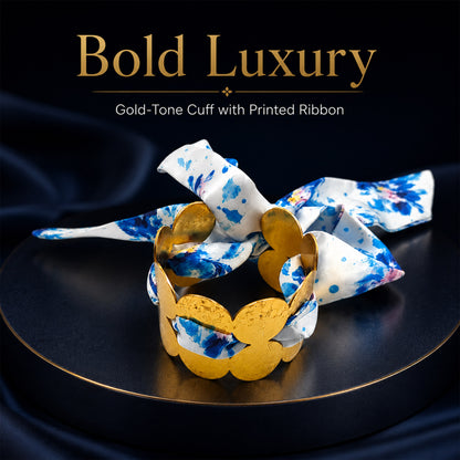 Gold Butterfly Fabric Tie Bracelet