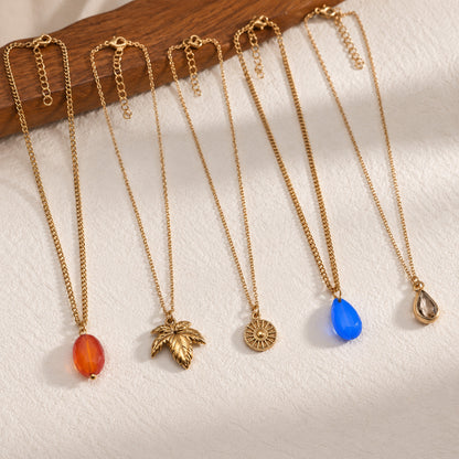 Masfaa Women's 5 Piece Assorted Pendant Necklace Set with Delicate Chains