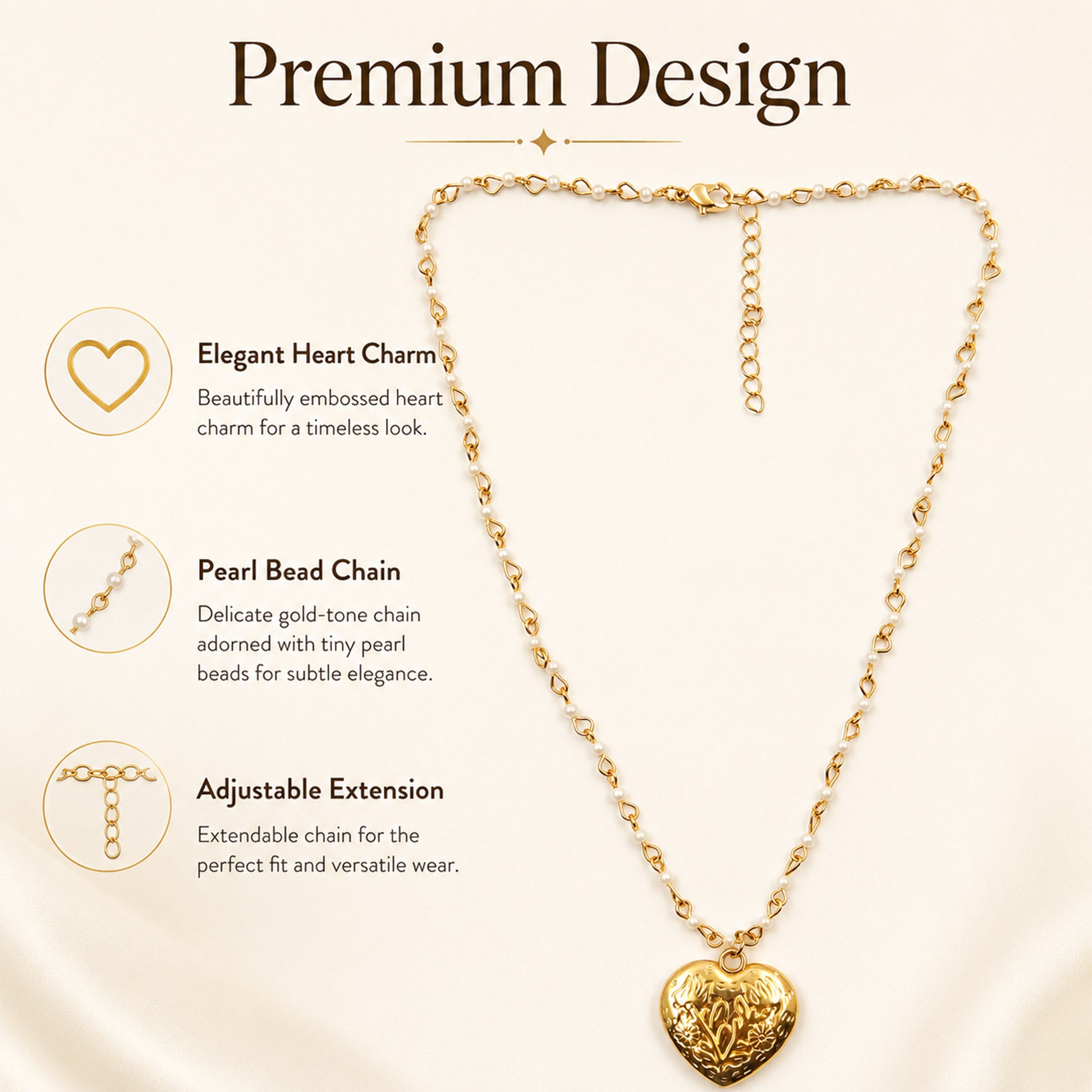 Stylish gold heart locket necklace for women daily wear