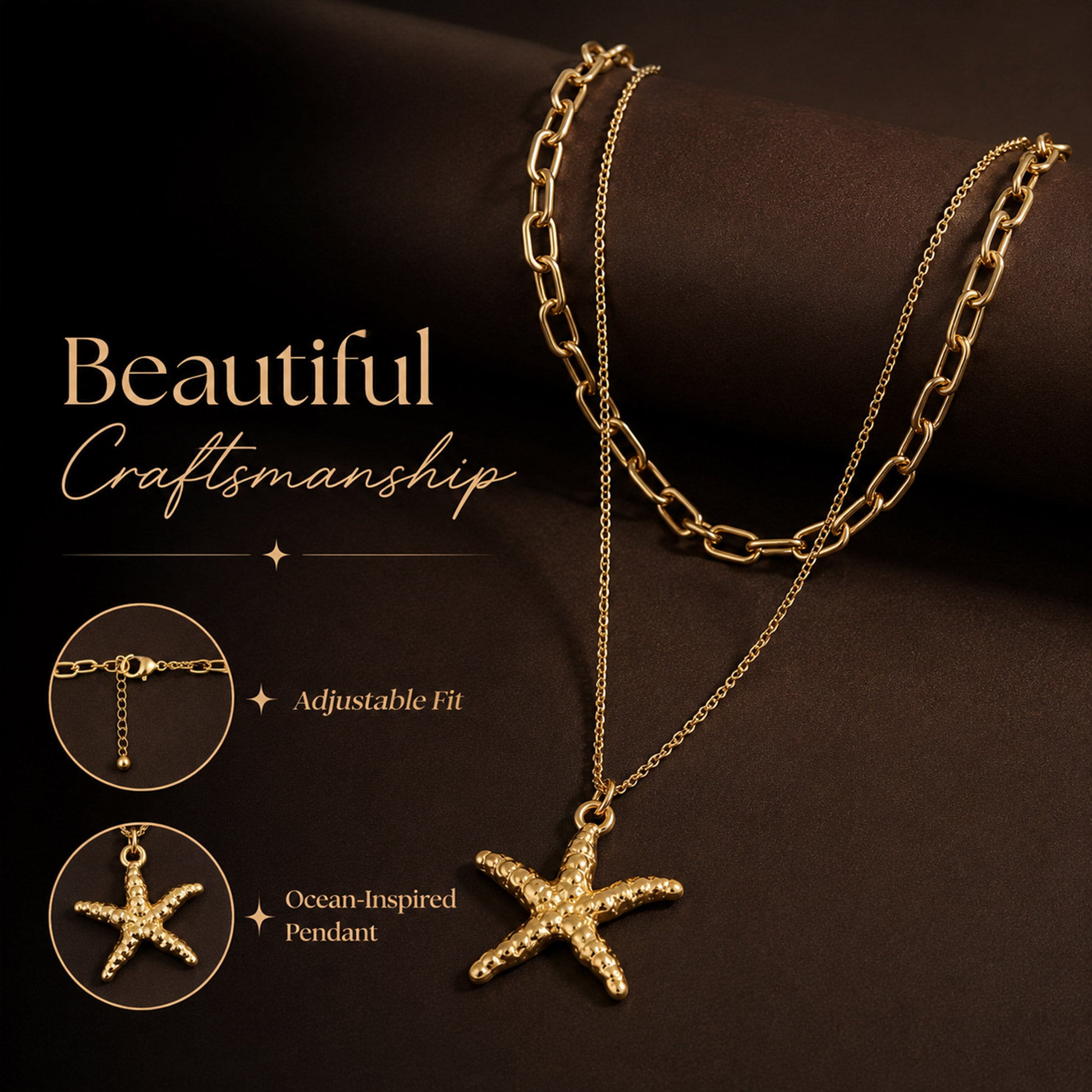 Gold layered chain necklace styled as modern fashion jewellery