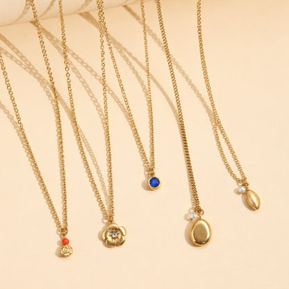 Masfaa Women's 5 Piece Assorted Pendant Necklace Set with Delicate Chains