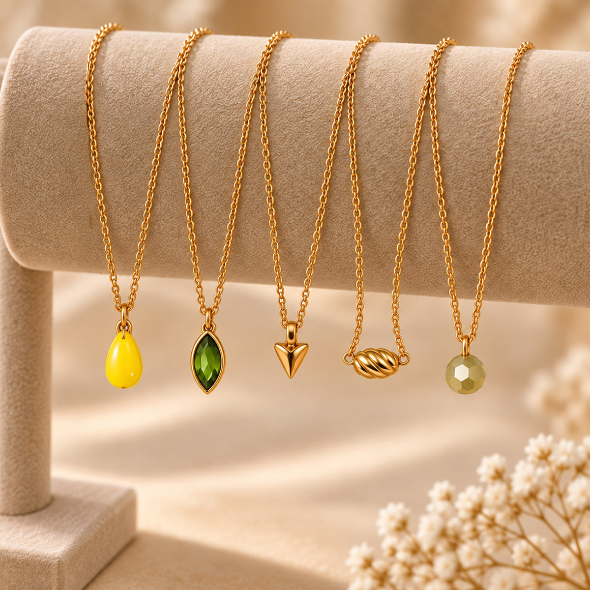 Masfaa Women's 5 Piece Assorted Pendant Necklace Set with Adjustable Chains