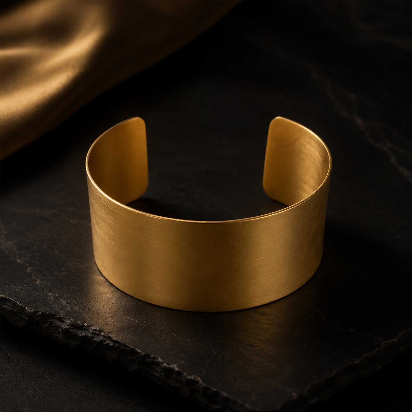 Gold Plain Wide Open Cuff Bracelet