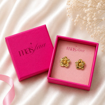 Gold plated statement stud earrings for weddings and gifting