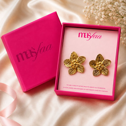 Lightweight gold plated floral stud earrings for gifting and casual wear