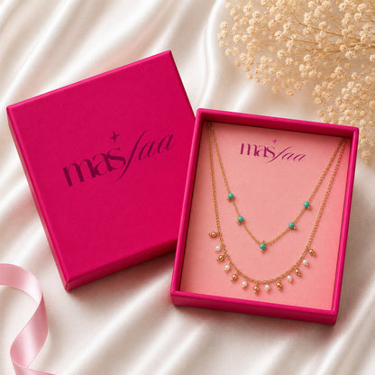 Gold layered necklace styled as elegant fashion jewellery for women
