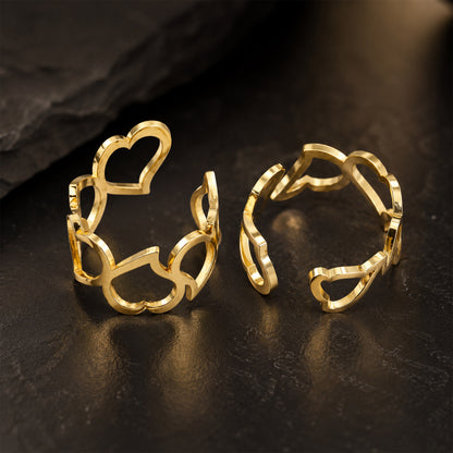 Interlinked Heart Cutwork Hinged Cuff Bracelet