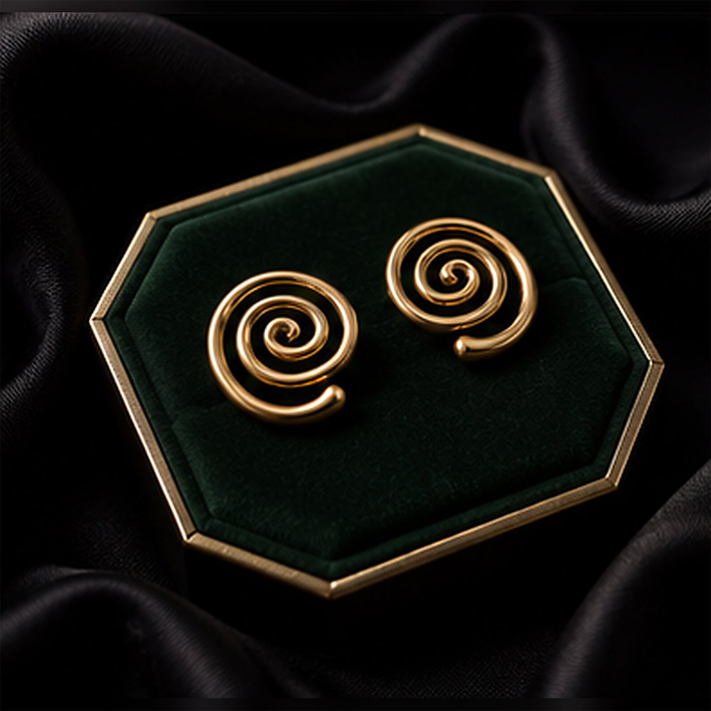 Gold-Tone Spiral Statement Earrings