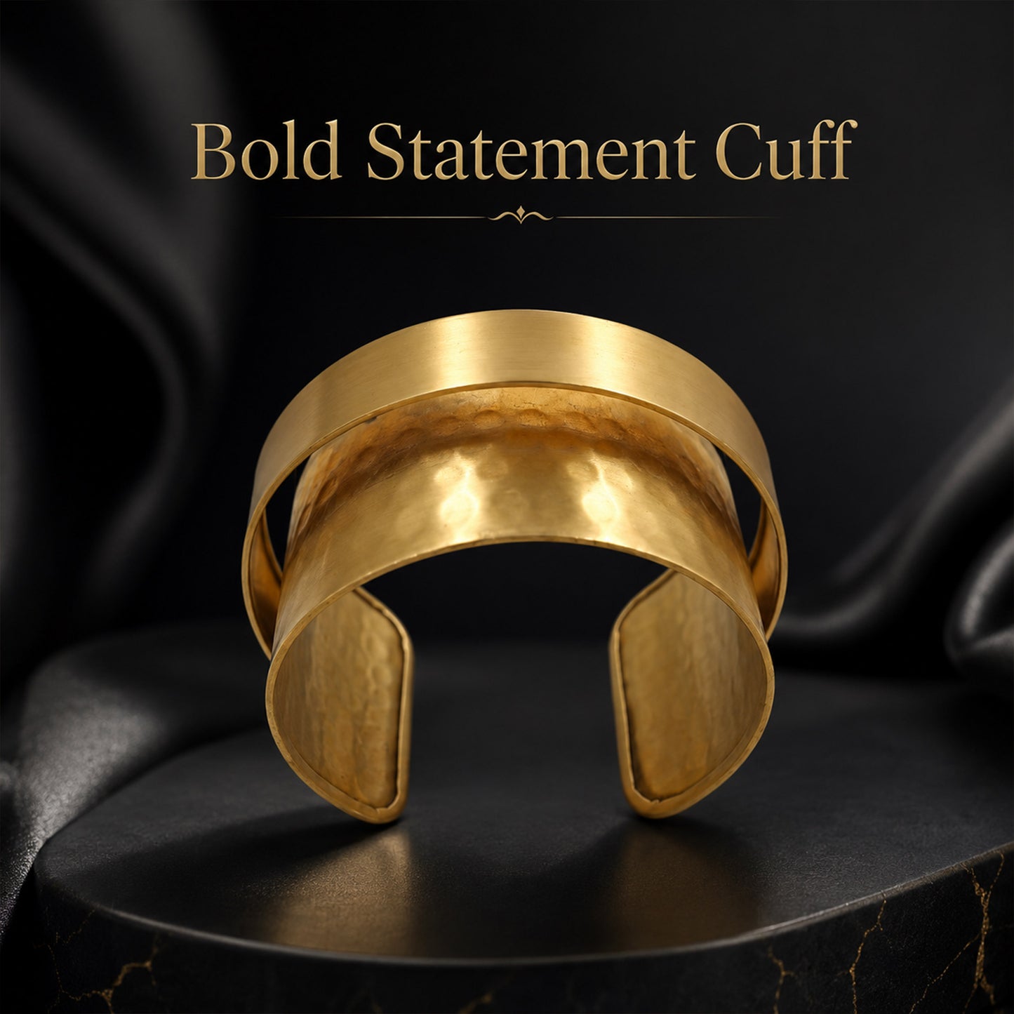 Brass Layered Double Band Wide Open Cuff Bracelet