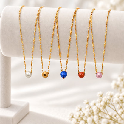 Masfaa Women's 5 Piece Faceted Bead Pendant Necklace Set with Delicate Chains