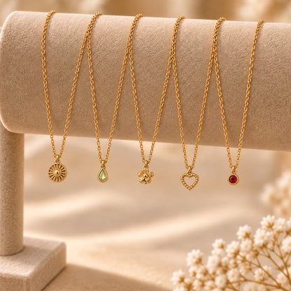 Masfaa Women's 5 Piece Assorted Pendant Necklace Set with Delicate Chains